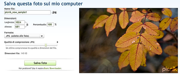 picnik modifica foto italiano salvataggio